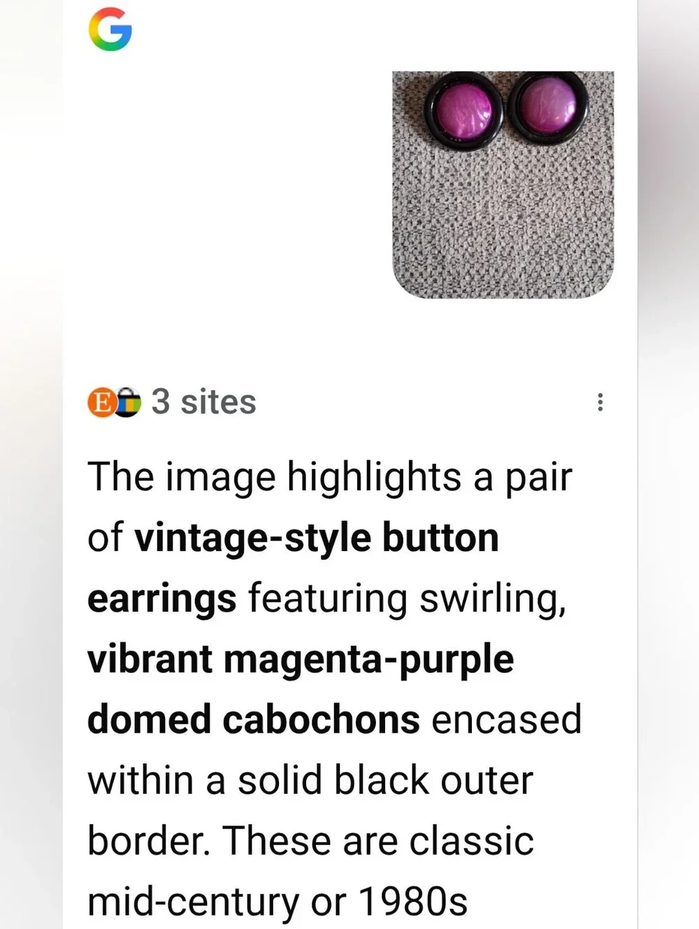 Classic Round Vintage Purple Button-Style Clip On Earrings